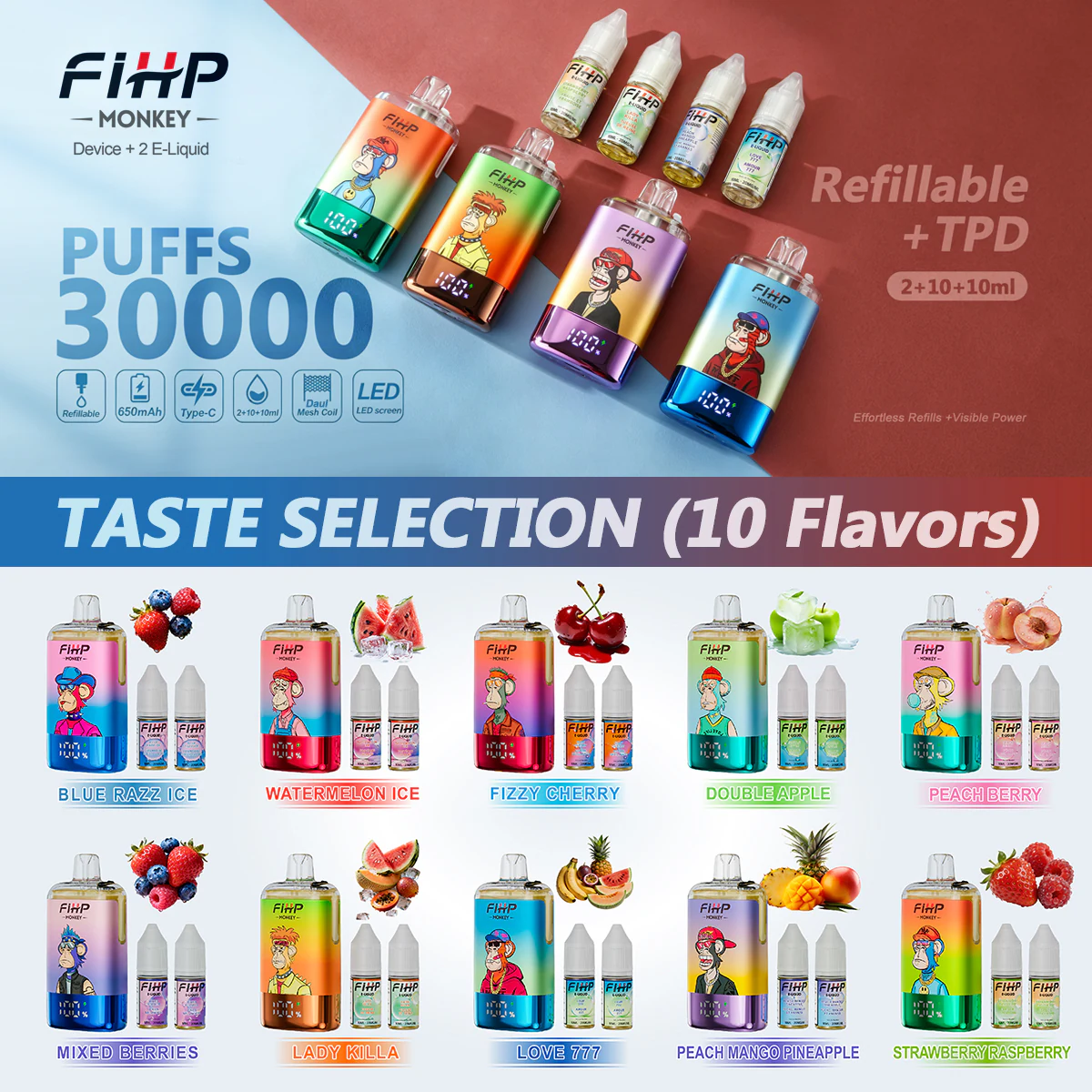 fihp-monkey-30k-refillable-tpd-vape-20mg-6-in-1 image 3