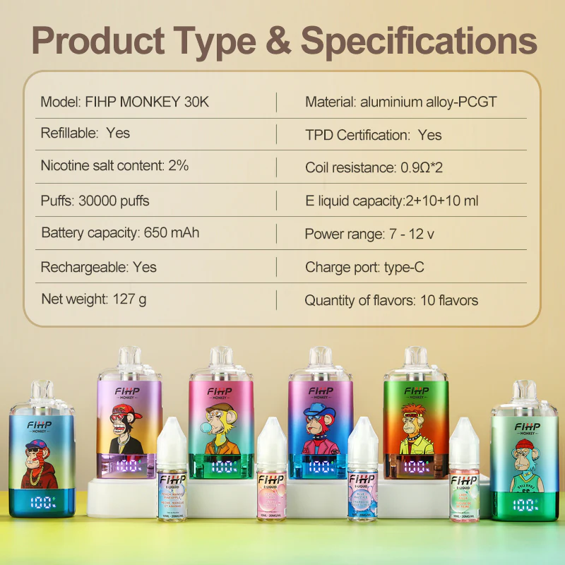 fihp-monkey-30k-refillable-tpd-vape-20mg-6-in-1 image 4
