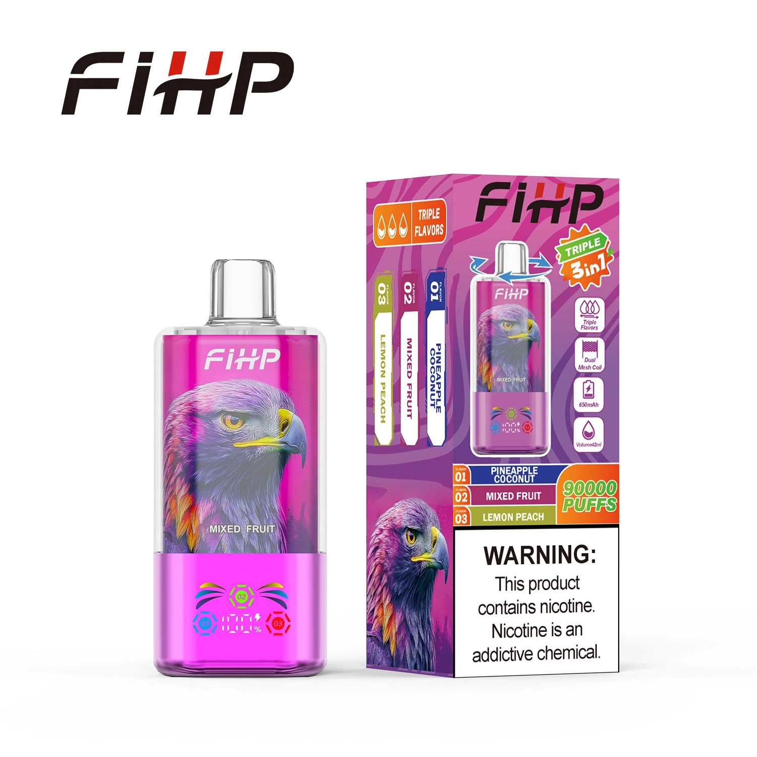 fihp-90k-3-in-1-triple-flavour-vape-42ml-led image 7